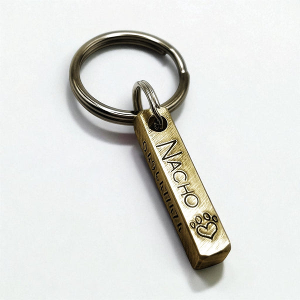 Brass Dog Tag, 4-Sided Bar, Customizable