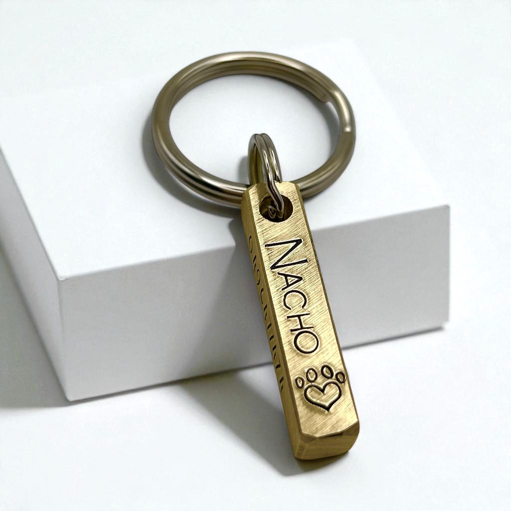 Brass Dog Tag, 4-Sided Bar, Customizable