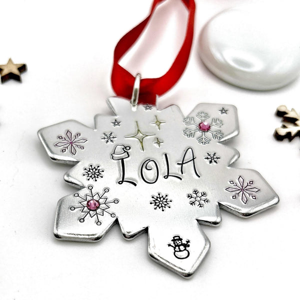 Personalized Christmas Ornament with Name, Snowflake Tree Ornament, Custom Tree Decoration