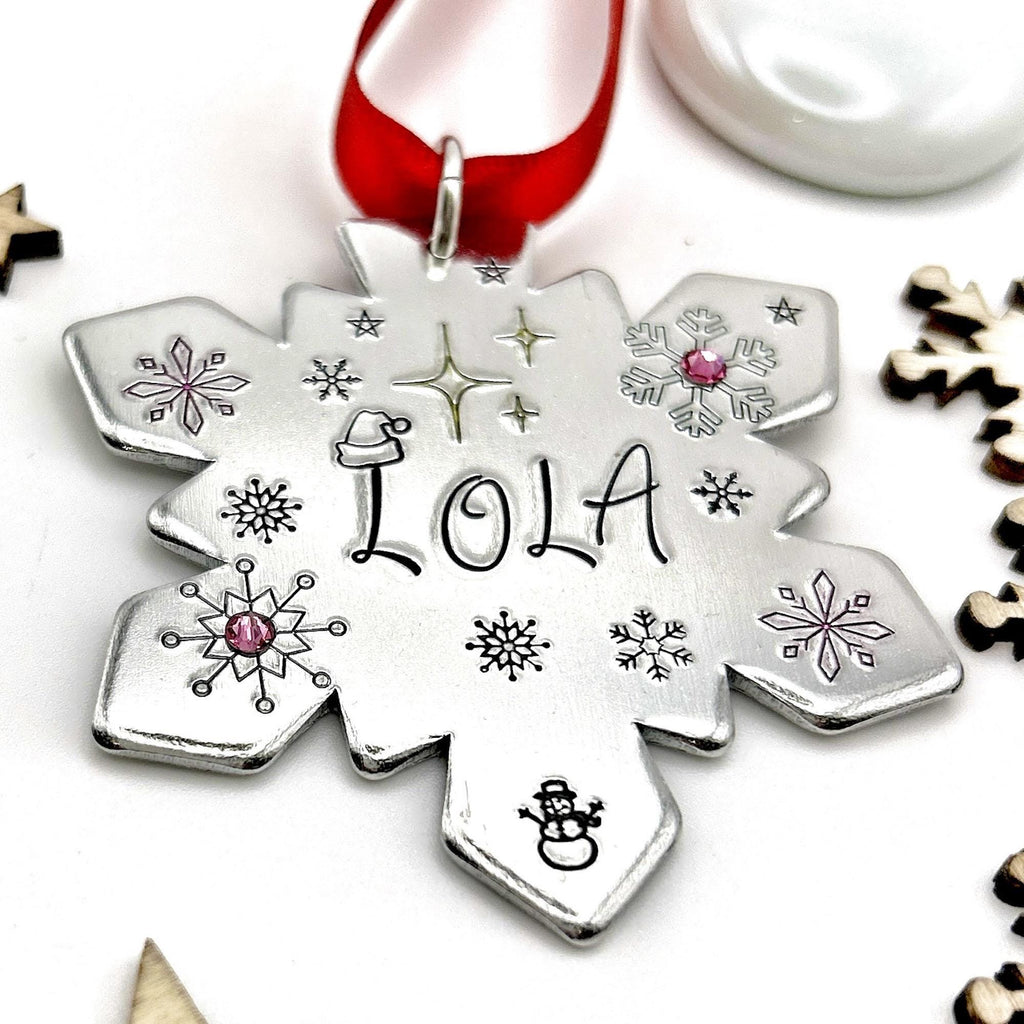 Personalized Christmas Ornament with Name, Snowflake Tree Ornament, Custom Tree Decoration