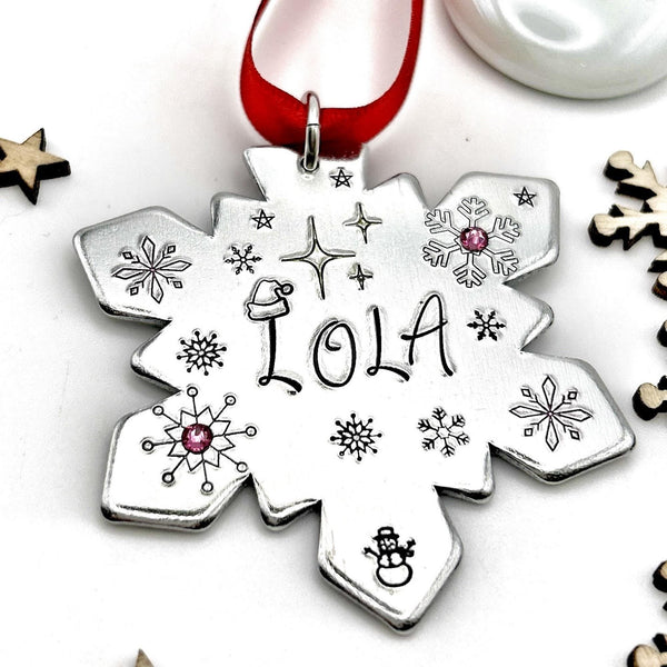 Personalized Christmas Ornament with Name, Snowflake Tree Ornament, Custom Tree Decoration