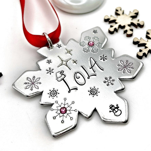 Personalized Christmas Ornament with Name, Snowflake Tree Ornament, Custom Tree Decoration