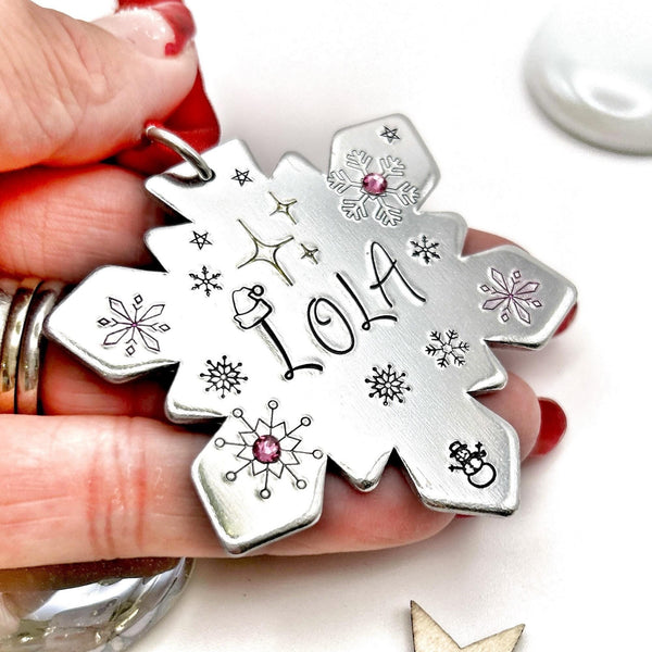 Personalized Christmas Ornament with Name, Snowflake Tree Ornament, Custom Tree Decoration