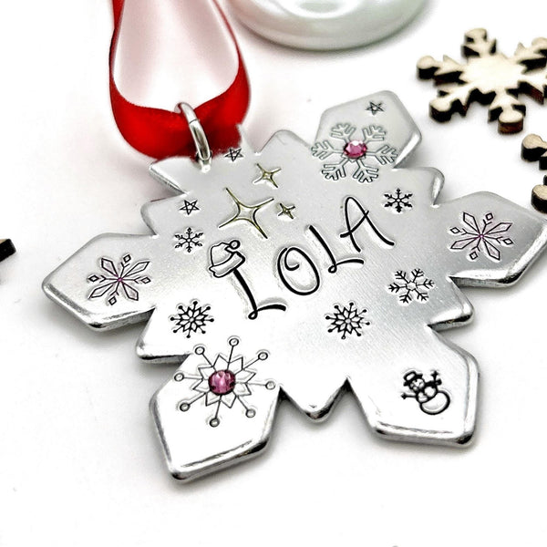 Personalized Christmas Ornament with Name, Snowflake Tree Ornament, Custom Tree Decoration