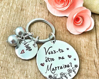 'Will you be my godmother' keychain