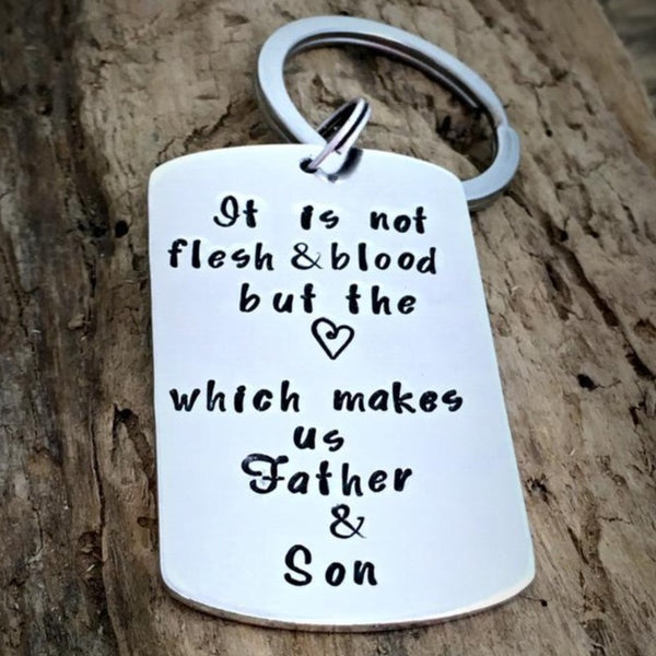 Keychain for Step-Father 'Not Flesh & Blood'