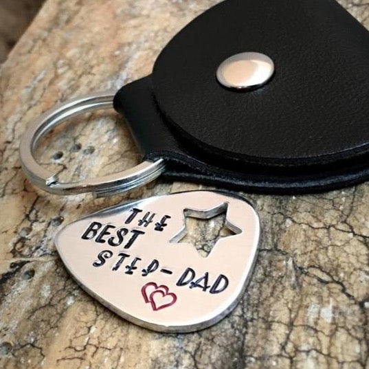 Hand Stamped Guitar Pick Step Dad