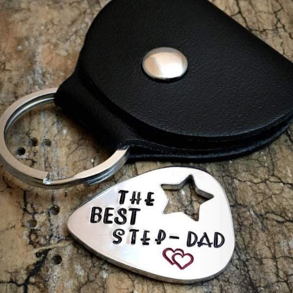 Hand Stamped Guitar Pick Step Dad