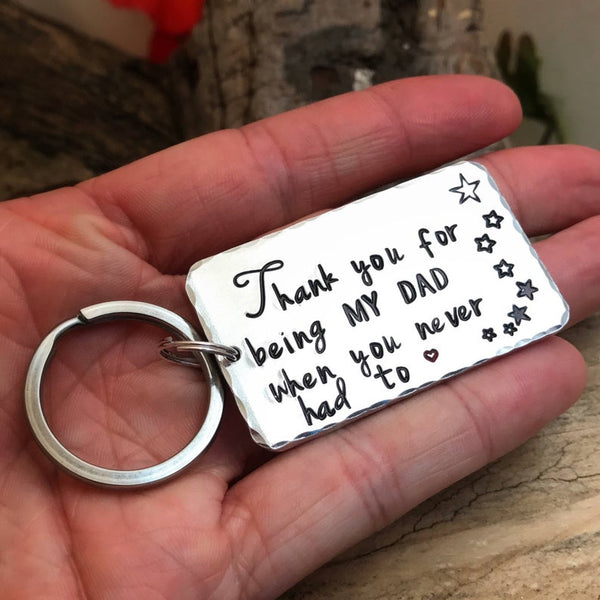 Step Father Keychain 'Thank you for being my Dad'