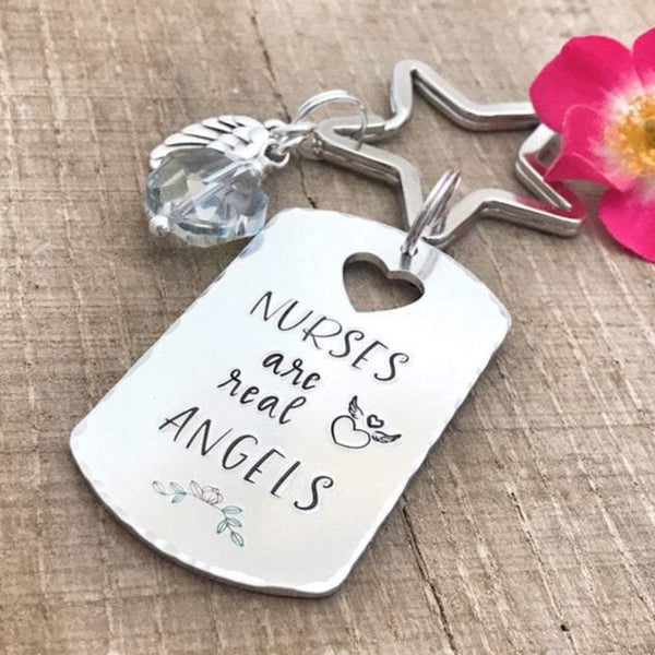 Nurses are Real Angels Keychain, Gift for Nurse