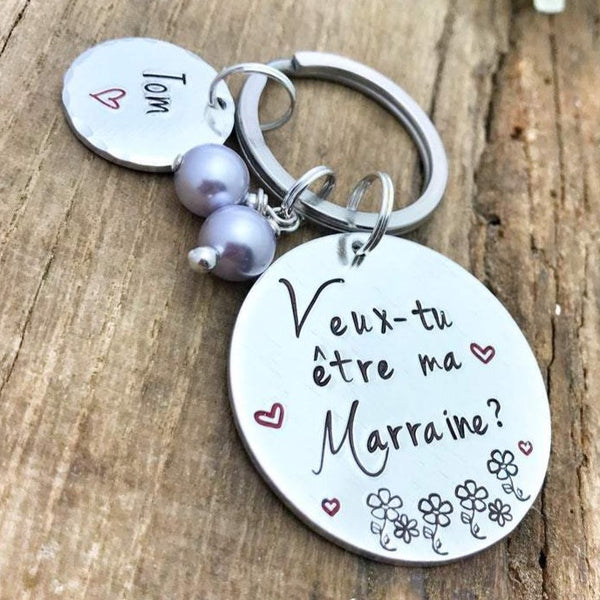 'Will you be my godmother' keychain