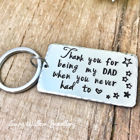 Step Father Keychain 'Thank you for being my Dad'