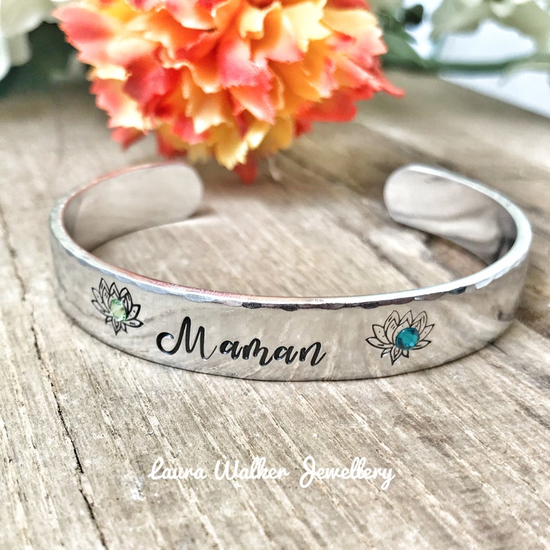 Mom Bangle, Personalized Mom Bracelet Bangle
