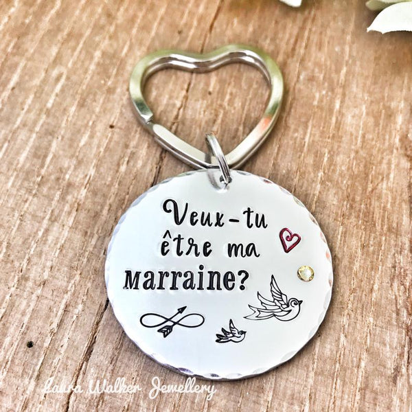 Will you be my godmother 'Bird' keychain