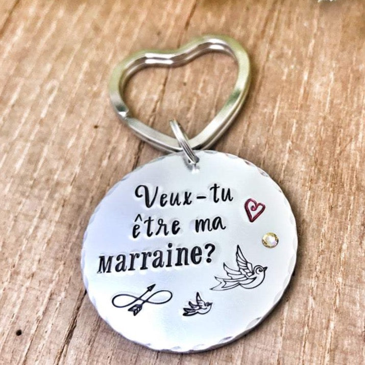 Will you be my godmother 'Bird' keychain