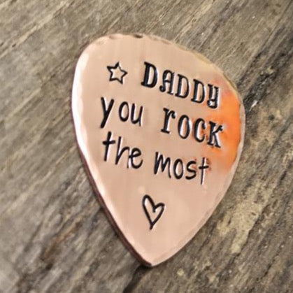 Copper Guitar Pick, 'Daddy You Rock the Most'
