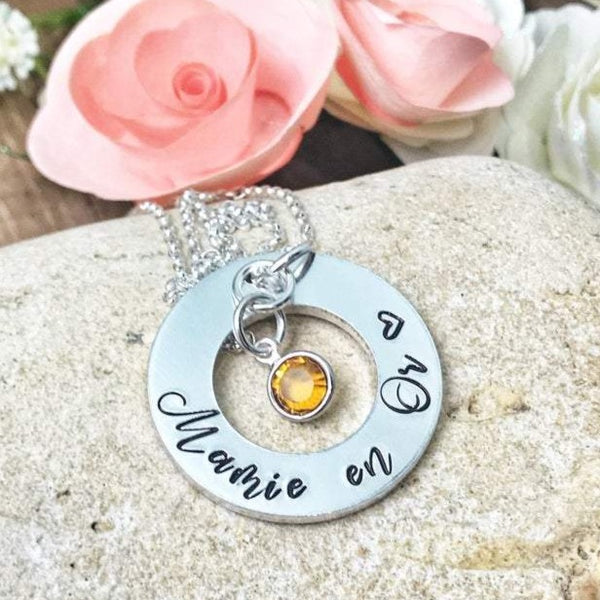 Gold Grandma Necklace, Gold Mom Necklace