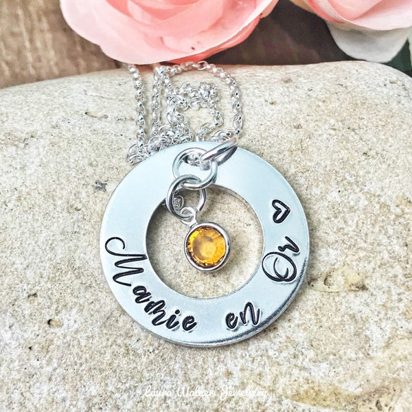 Gold Grandma Necklace, Gold Mom Necklace