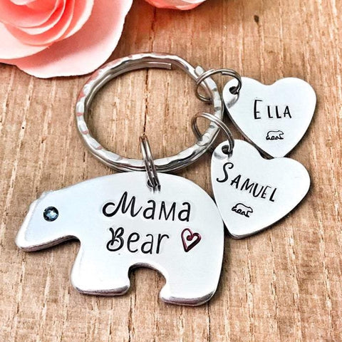 Mama Bear Stamped Keychain