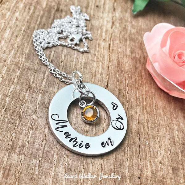 Gold Grandma Necklace, Gold Mom Necklace