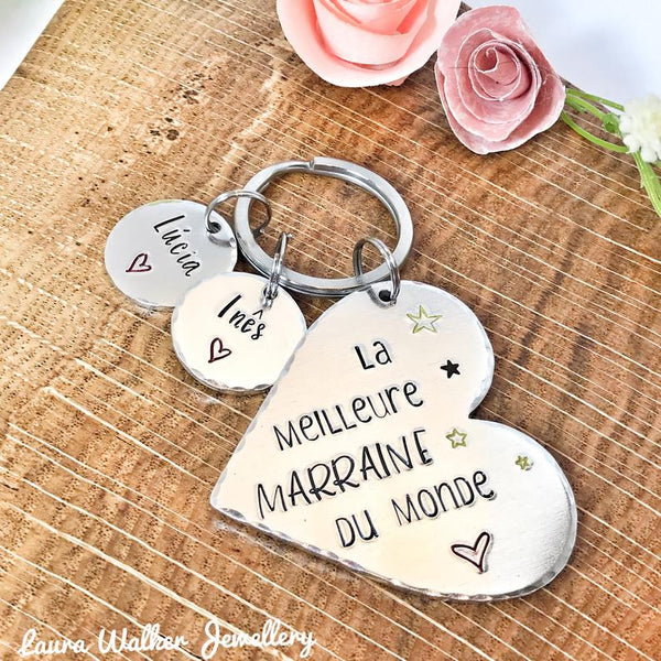 'The Best Godmother Heart' Keychain