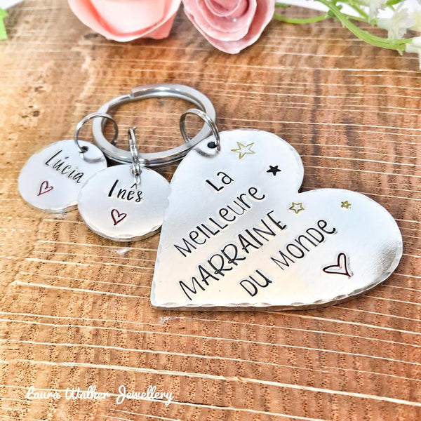 'The Best Godmother Heart' Keychain