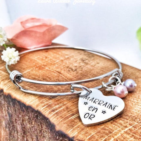 ❤️ Godmother Gift Idea, Personalized Godmother Bracelet, Gold Godmother Jewelry, Godmother Request ❤️