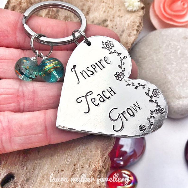 Teacher Keychain, 'Inspire, Teach, Grow'