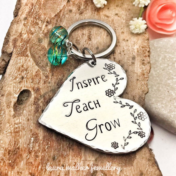 Teacher Keychain, 'Inspire, Teach, Grow'