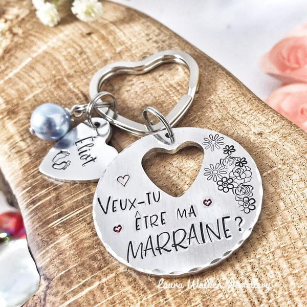 Keychain 'Will you be my godmother?'