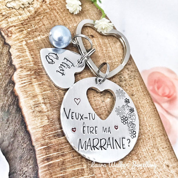 Keychain 'Will you be my godmother?'