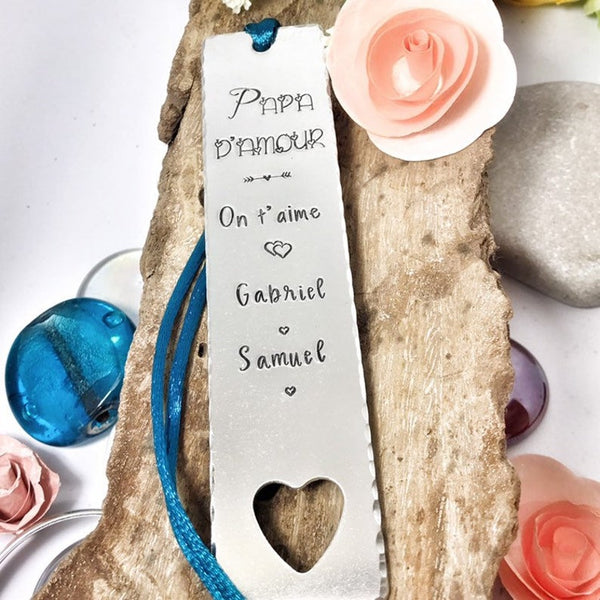 Papa d'Amour Cadeau, Marque Page Personnalisé,Signet Personnalisé,Fête des Pères