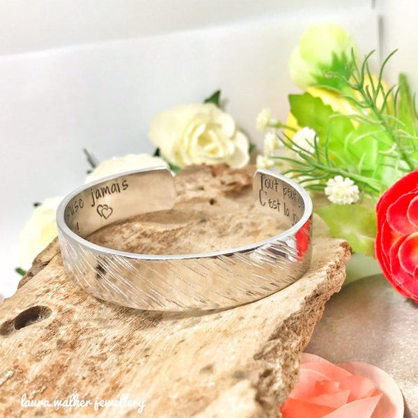 Personalized Jewelry, Engraved Cuff, Engraved Bangle, Engraved Message Bracelet