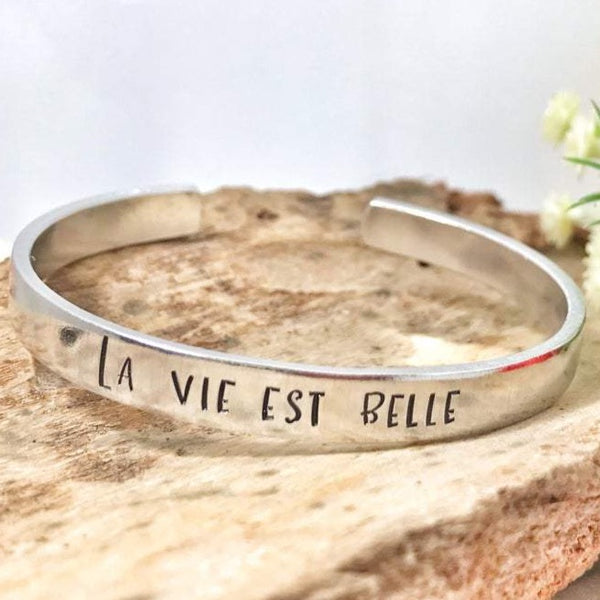 Engraved Bangle 'Life is Beautiful'