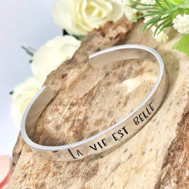 Engraved Bangle 'Life is Beautiful'
