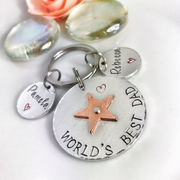 Hand Stamped Keychain Dad 'This Dad Belongs to'