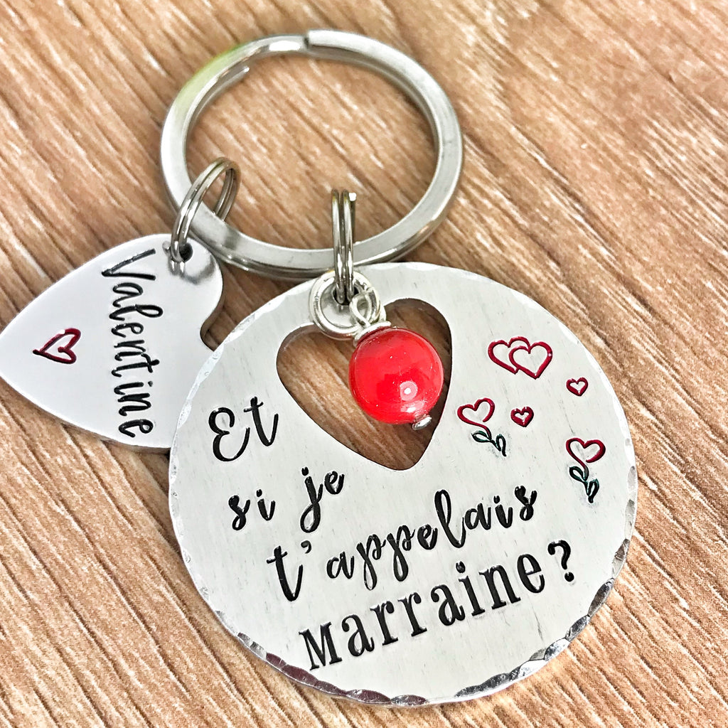 Porte Clé Et Si Je t'Appelais Marraine? 'perle rouge'