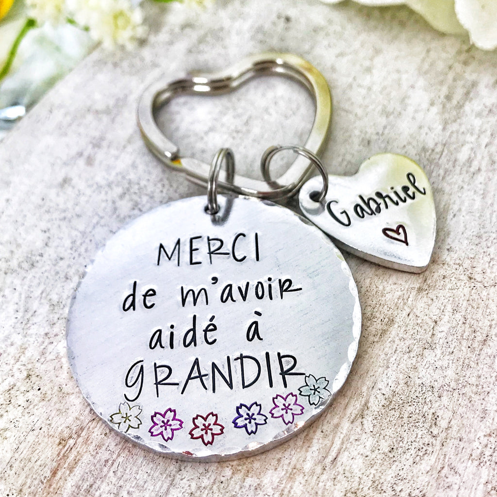 Porte Clé 'Merci de m'avoir aidé à grandir'