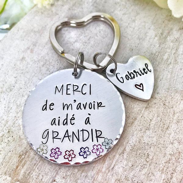 Porte Clé 'Merci de m'avoir aidé à grandir'