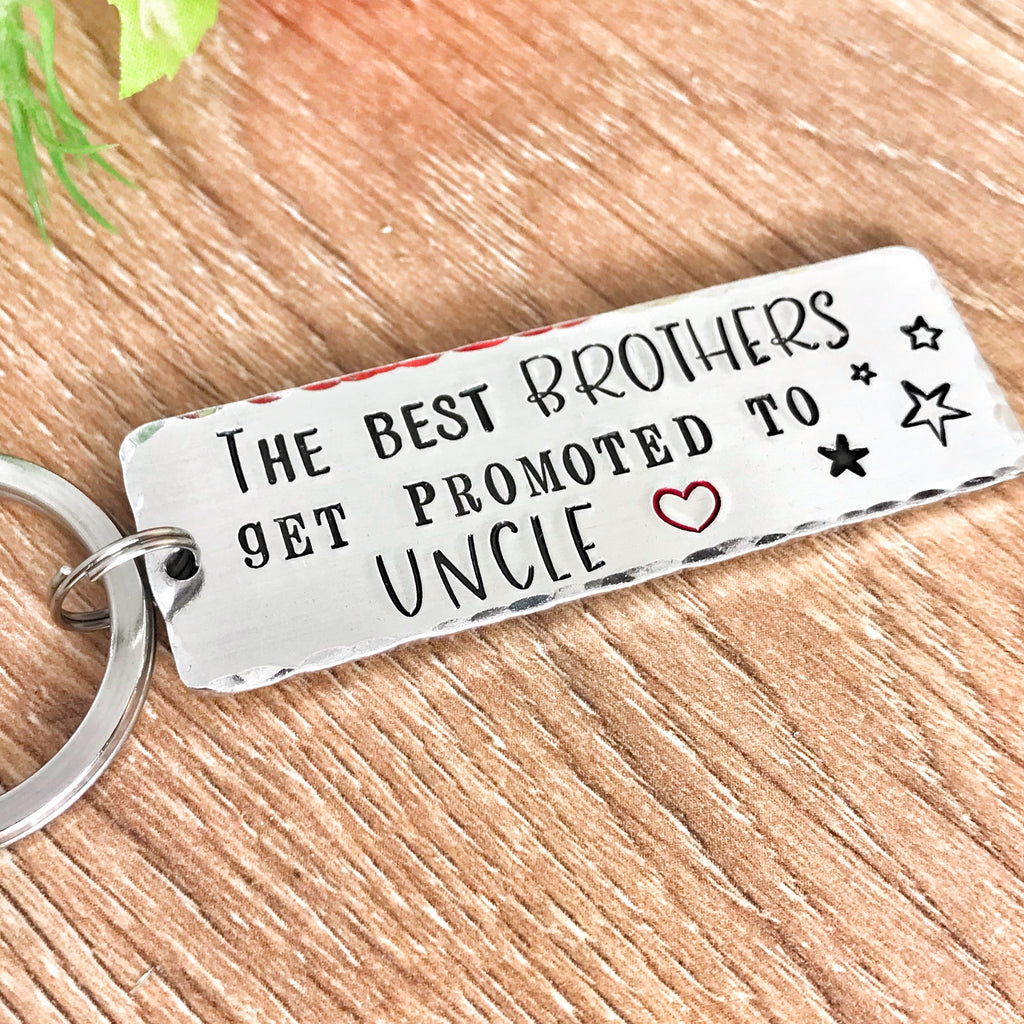 Hand Stamped New Uncle Keychain