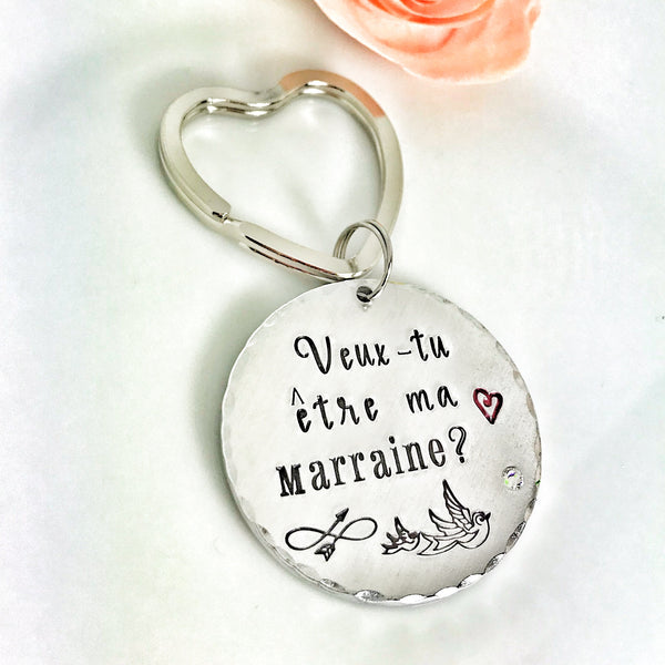 Will you be my godmother 'Bird' keychain