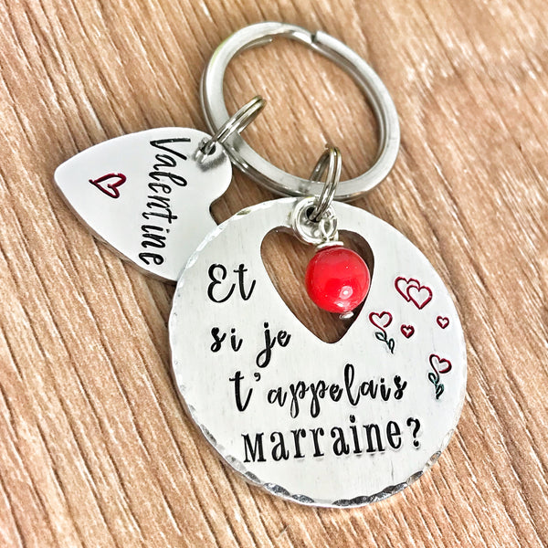 Porte Clé Et Si Je t'Appelais Marraine? 'perle rouge'