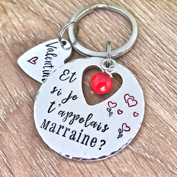 Porte Clé Et Si Je t'Appelais Marraine? 'perle rouge'