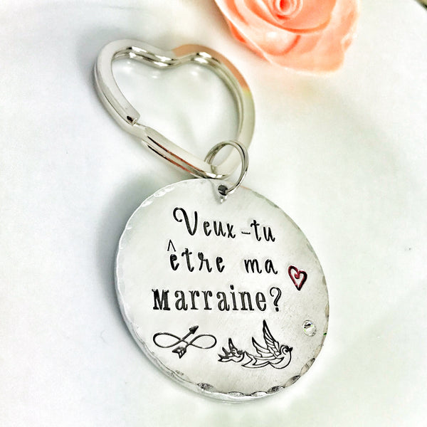 Will you be my godmother 'Bird' keychain