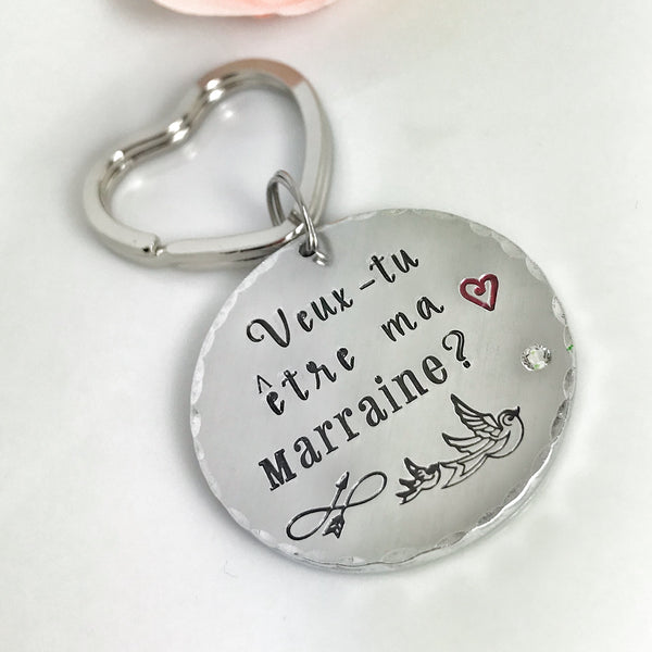 Will you be my godmother 'Bird' keychain
