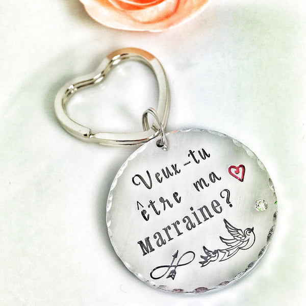 Will you be my godmother 'Bird' keychain