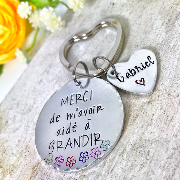 Porte Clé 'Merci de m'avoir aidé à grandir'