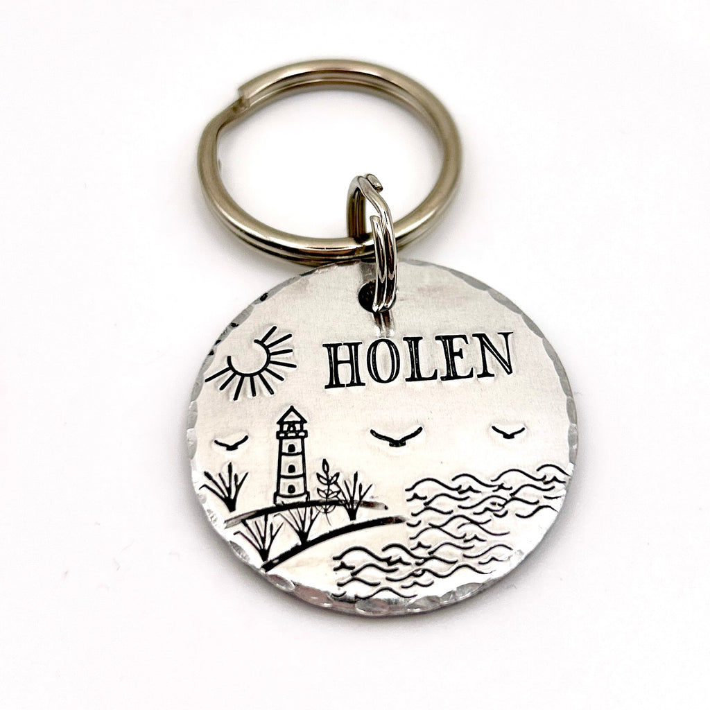 Brass Dog Tag, Beach Dog ID Tag