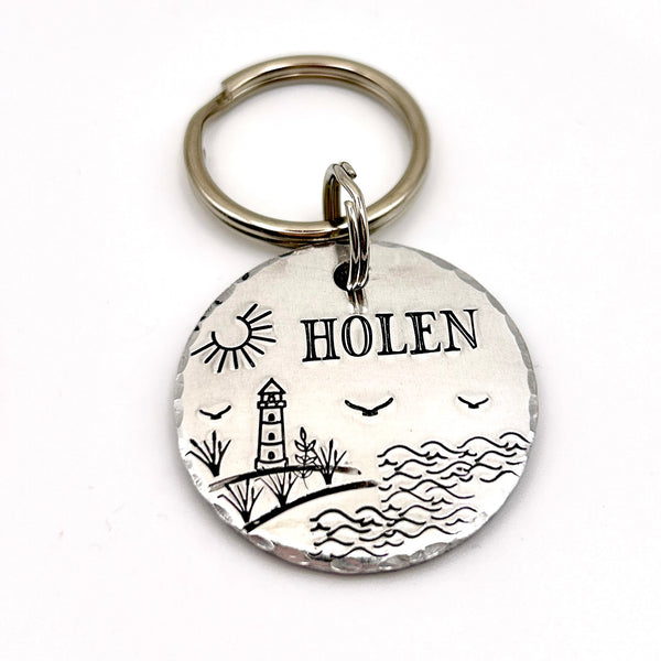 Brass Dog Tag, Beach Dog ID Tag