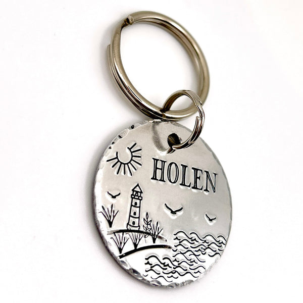 Brass Dog Tag, Beach Dog ID Tag